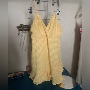 Altar’d state yellow and white checkered mini dress size medium